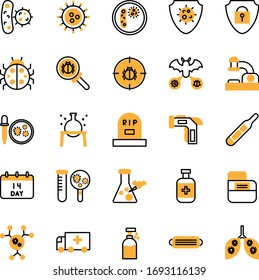 Covid-19 25 Set Yellow Shadow Icon Pack