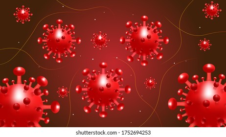 Covid-19 3D Red Background, corona virus outbreak.