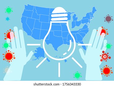 Covid-19, Abstract background World map where the country was struck by Coronavirus Covid 19, United States of America map vector,USA MAP