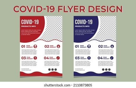 covid-19 abstract Flyers design template vector shape in A4 layout