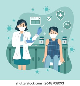 COVID-19 After Vaccine Flat Illustration