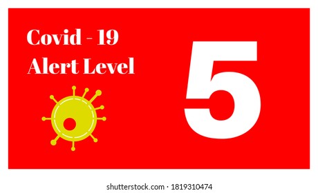 Covid-19 - Alert Level 5 vector Illustration on a red background