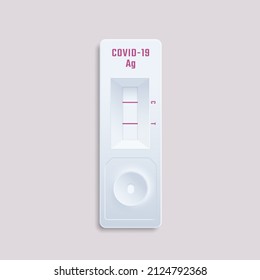 Covid-19 Antigen Fast Self Test Realistische 3D Vektorgrafik. Medical Corona Virus Swab Rapid Home Diagnostic Device Design. isoliert