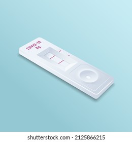 Covid-19 Antigen Fast Self Test Realistische 3D Vektorgrafik. Medical Corona Virus Swab Rapid Home Diagnostic Device Isometric Design. isoliert