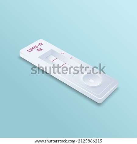 Covid-19 Antigen Fast Self Test Realistic 3d Vector Illustration. Medical Corona Virus Swab Rapid Home Diagnostic Device Isometric Design. Isolated