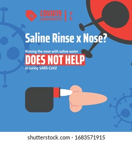 COVID19 awareness saline nose rinse myth-buster poster in material flat design....