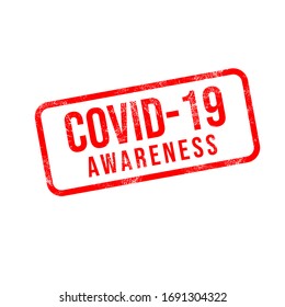 Covid-19 Awareness Sign in Red Stamp format
