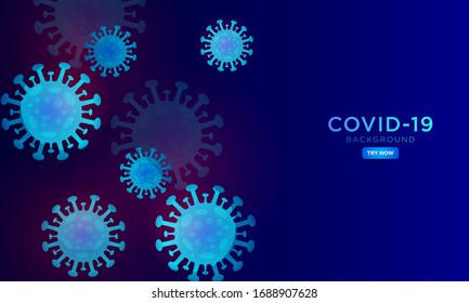 covid-19 background concept, biology virus corona with blue light color.