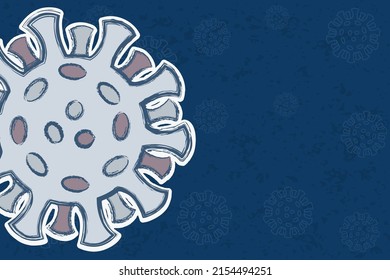 Covid-19 background with coronavirus shape and copy space for text. The different colors of the spike proteins symbolize different mutations and new variants.