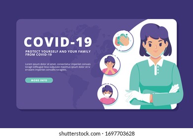 covid-19 banner flat design template