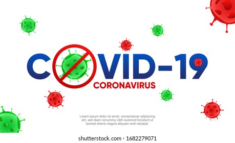 Covid-19 banner template with corona virus icon