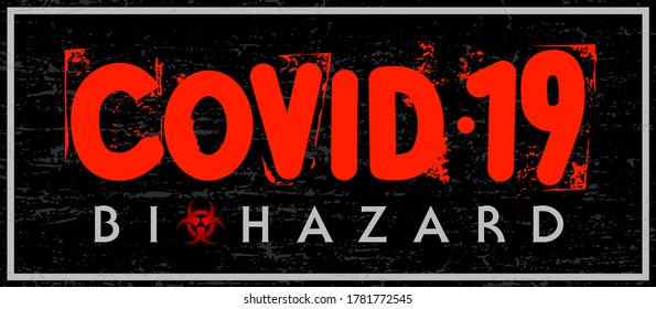 COVID-19 biohazard logo design. Conceptual typography logo design. Designation for virus pandemic. Vector illustration. Black and red.