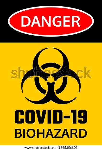 Covid 19バイオハザード警告ポスター 危険とバイオハザードの警告標識 コロナウイルスの発生 のベクター画像素材 ロイヤリティフリー