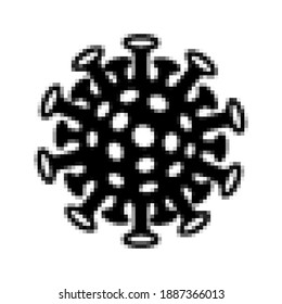 Covid-19 black flat pixelated icon. Coronavirus symbol, sign. Vector illustration.