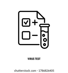 Covid-19 Blood Medical Test, Positive Result Of Test And Blood Vial. Thin Line Icon. Coronavirus Prevention. Vector Illustration.