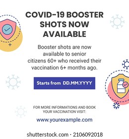 Covid-19 Booster Shots Now Available For Those Over Citizens 60 Poster Design In White Color.