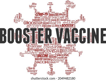 Covid-19 booster vaccine vector illustration word cloud isolated on white background.