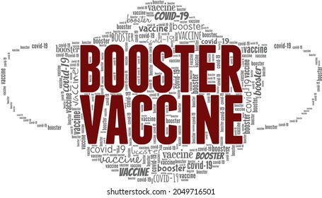 Covid-19 booster vaccine vector illustration word cloud isolated on white background.