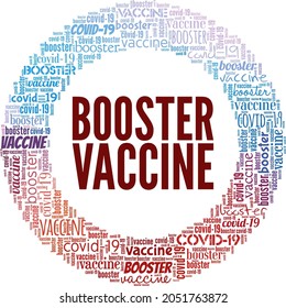 Covid-19 booster vaccine vector illustration word cloud isolated on white background.