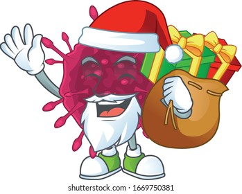 COVID19 Cartoon character of Santa with box of gift