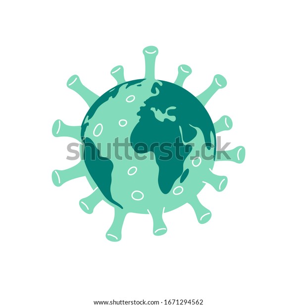 Covid 19の事例 世界中のコロナウイルスの状況 流行 パンデミック 日々のリスク評価 手描きのフラットベクターイラスト 白い背景にコロナウイルスの 世界地図 アイコン ラベル ステッカー のベクター画像素材 ロイヤリティフリー