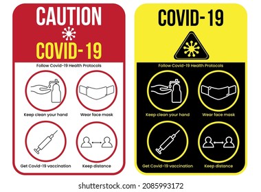 Covid-19 Caution Sign Design. Best for Covid-19 Health Protocols Sign Design.