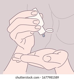 COVID-19 Close up woman hands using wash hand sanitizer gel dispenser, against Novel coronavirus (2019-nCoV) at home. Home isolation, Auto Quarantine, Antiseptic, Hygiene and Healthcare concept.