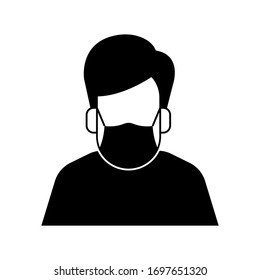 Covid-19 collection, person with face mask in silhouette design, vector illustration
