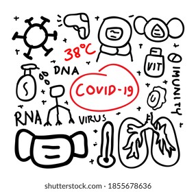 covid-19 concept doodle vector illustration