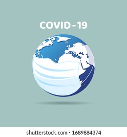 Das Konzept COVID-19 schützt die Welt.  Vektorgrafik.