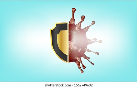 COVID-19 concept Protective Shield with covid-19 sign vector illustration. COVID-19 prevention design background