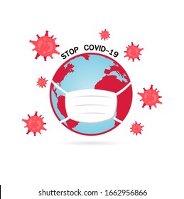 COVID-19 concept save world vector illustration.COVID-19 prevention background