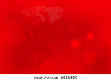 Covid-19 concept with world map watermark red background. Vector illustration.
