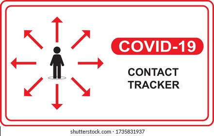 Covid-19 contact tracker mobile application on smartphone vector logo illustration