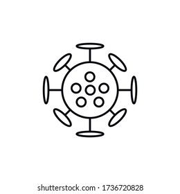 COVID-19 continuous line symbol. Concept Coronavirus, virus silhouette, corona virus inscription one single line on a white background, line drawing, vector illustration. Editable stroke.
