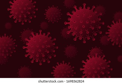 Covid-19 Corona Virus concept. Red background. 2019-nCoV influenza pandemic. Vector illustration.