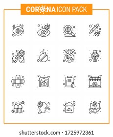 COVID19 corona virus contamination prevention. Blue icon 25 pack such as virus; petri; virus infected; dropper; security viral coronavirus 2019-nov disease Vector Design Elements