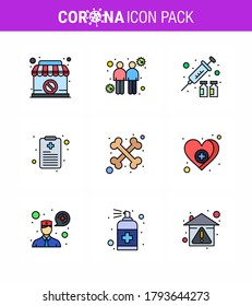 COVID19 corona virus contamination prevention. Blue icon 25 pack such as skeleton; bones; flu; report; health chart viral coronavirus 2019-nov disease Vector Design Elements