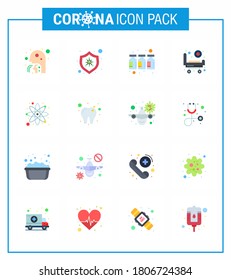 COVID19 corona virus contamination prevention. Blue icon 25 pack such as atom; hospital; desease; bed; vaccine viral coronavirus 2019-nov disease Vector Design Elements