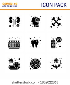 COVID19 corona virus contamination prevention. Blue icon 25 pack such as  dental; lab; brain; tubes; chemistry viral coronavirus 2019-nov disease Vector Design Elements