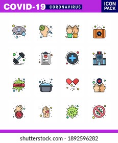COVID19 corona virus contamination prevention. Blue icon 25 pack such as weight; dumbbell; gloves; medical; emergency viral coronavirus 2019-nov disease Vector Design Elements