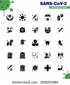 COVID19 corona virus contamination prevention. Blue icon 25 pack such as virus; cleaning; flu; medical; insurance viral coronavirus 2019-nov disease Vector Design Elements