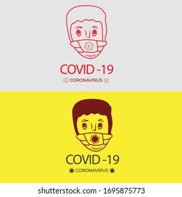 Covid-19 Corona virus concepto creativo línea de arte creativo caricaturas logo personajes de caricatura. Organización Mundial de la Salud - Organización Mundial de la Salud (OMS) presentó un nuevo funcionario oficial 
nombre de Coronavirus llamado COVID-19, ilustración de vector de virus peligrosos