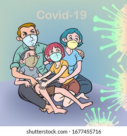 Covid-19, corona virus, a deadly epidemic spread worldwide, Every family is shocked and afraid of not being confident in safety. Pop art hand drawn style vector design illustrations. 