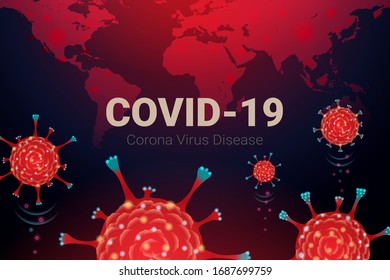 (Covid-19) Corona Virus Invasion von Viren und Keimen, die auf der ganzen Welt verbreitet sind.