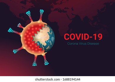 (Covid-19) Corona Virus Invasion von Viren und Keimen, die auf der ganzen Welt verbreitet sind.