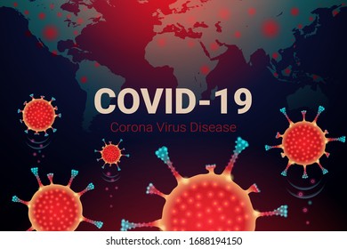 (Covid-19) Corona Virus Invasion von Viren und Keimen, die auf der ganzen Welt verbreitet sind.