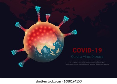 (Covid-19) Corona Virus Invasion von Viren und Keimen, die auf der ganzen Welt verbreitet sind.