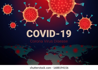 (Covid-19) Corona Virus Invasion von Viren und Keimen, die auf der ganzen Welt verbreitet sind.