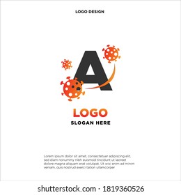 Covid-19 corona virus logo, symbol, icon color logo, initial letter A virus logo design vector template